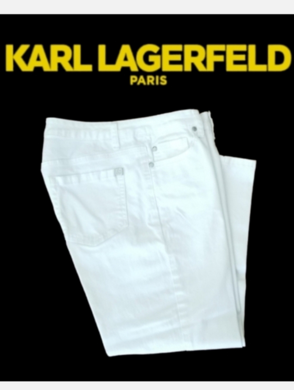 Karl Lagerfeld Paris White Classic 5 Pocket Crop Pant Sz 6